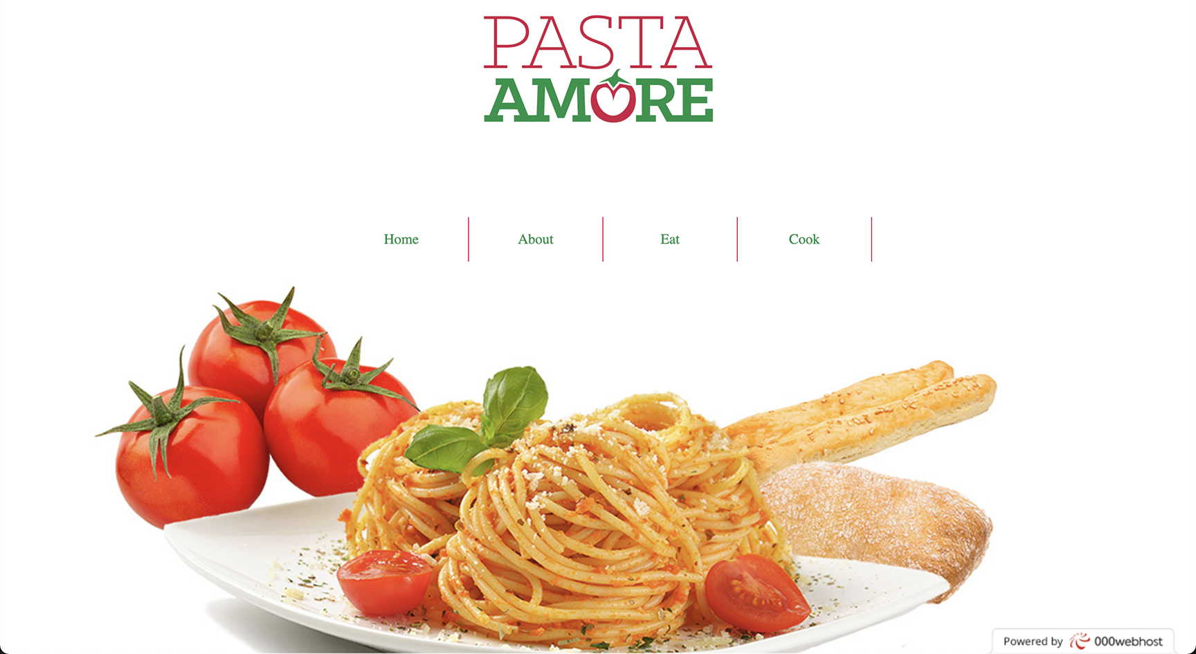 image of Pasta Amore homepage